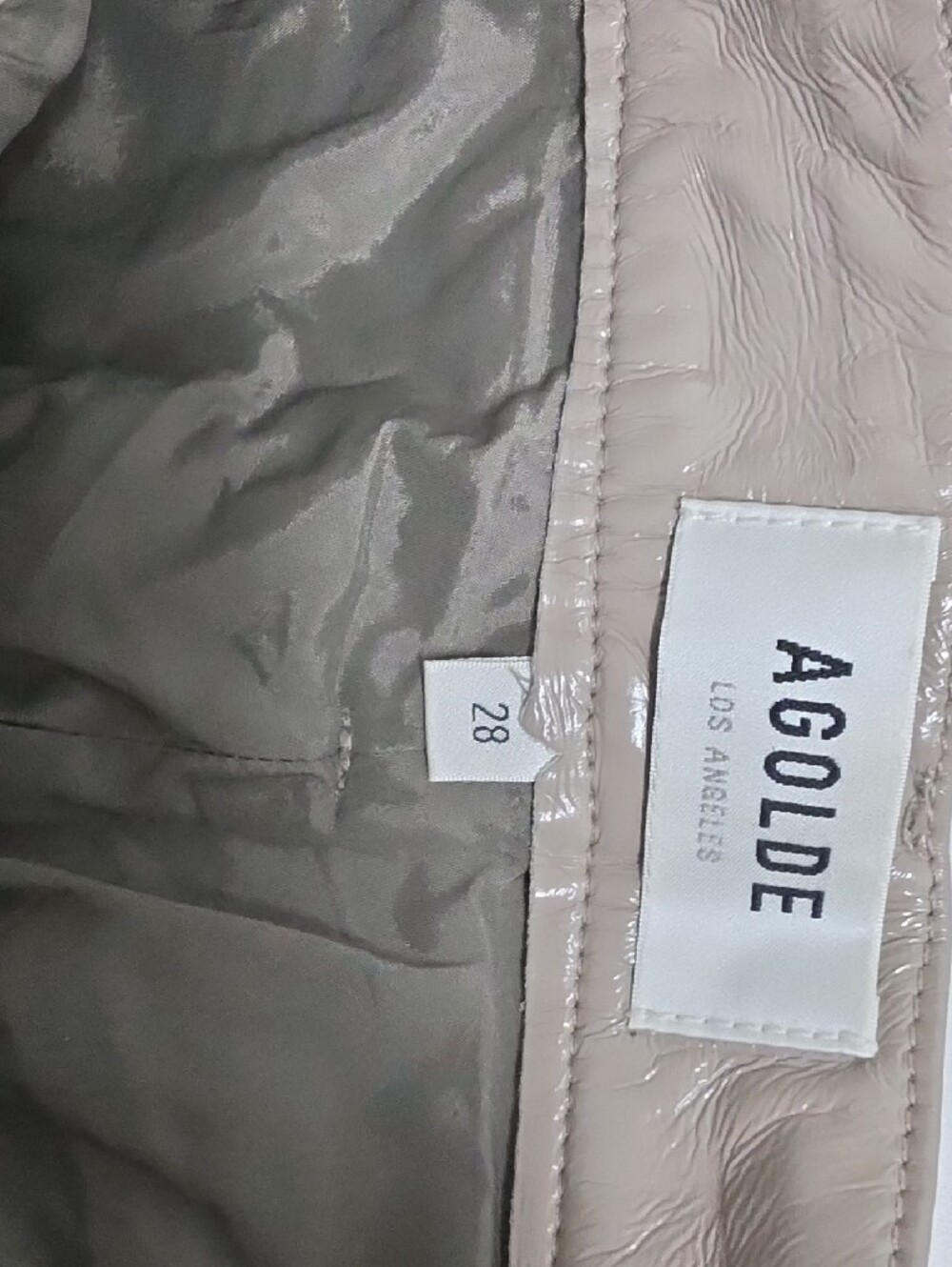 Agolde Womens Beige Pinch Waist Leather Blend Jeans Pants Size 28 - Picture 10 of 16